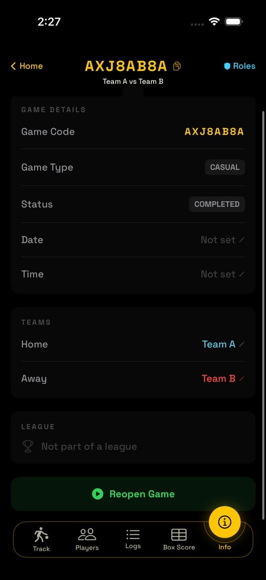 Completed game with Reopen Game button