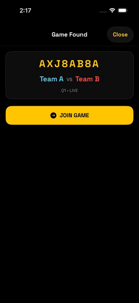 Game Found confirmation