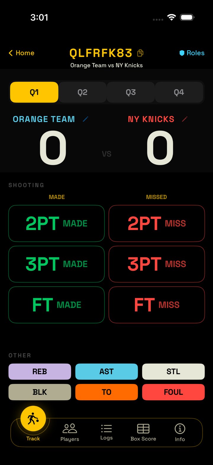League game opens on the stat tracking screen