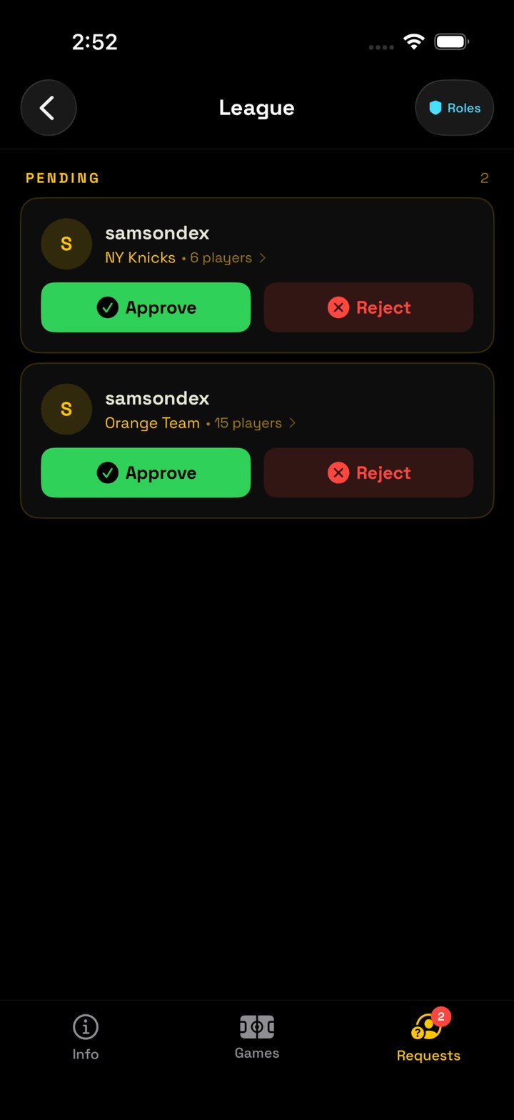 Admin approves or rejects in the Requests tab