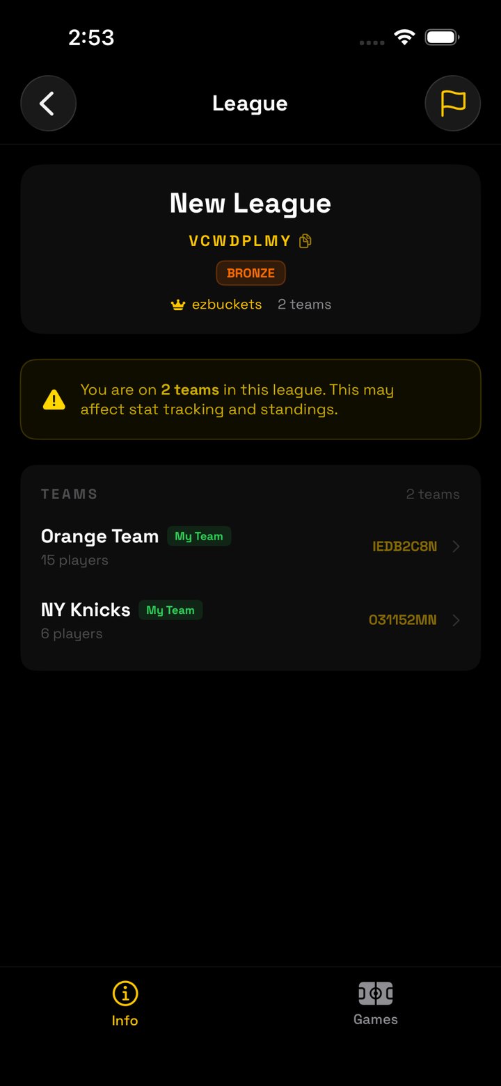 Teams marked My Team show where the user is connected