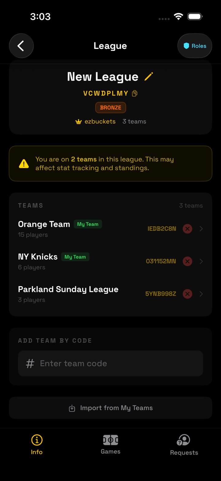 Warning shown when connected to more than one team