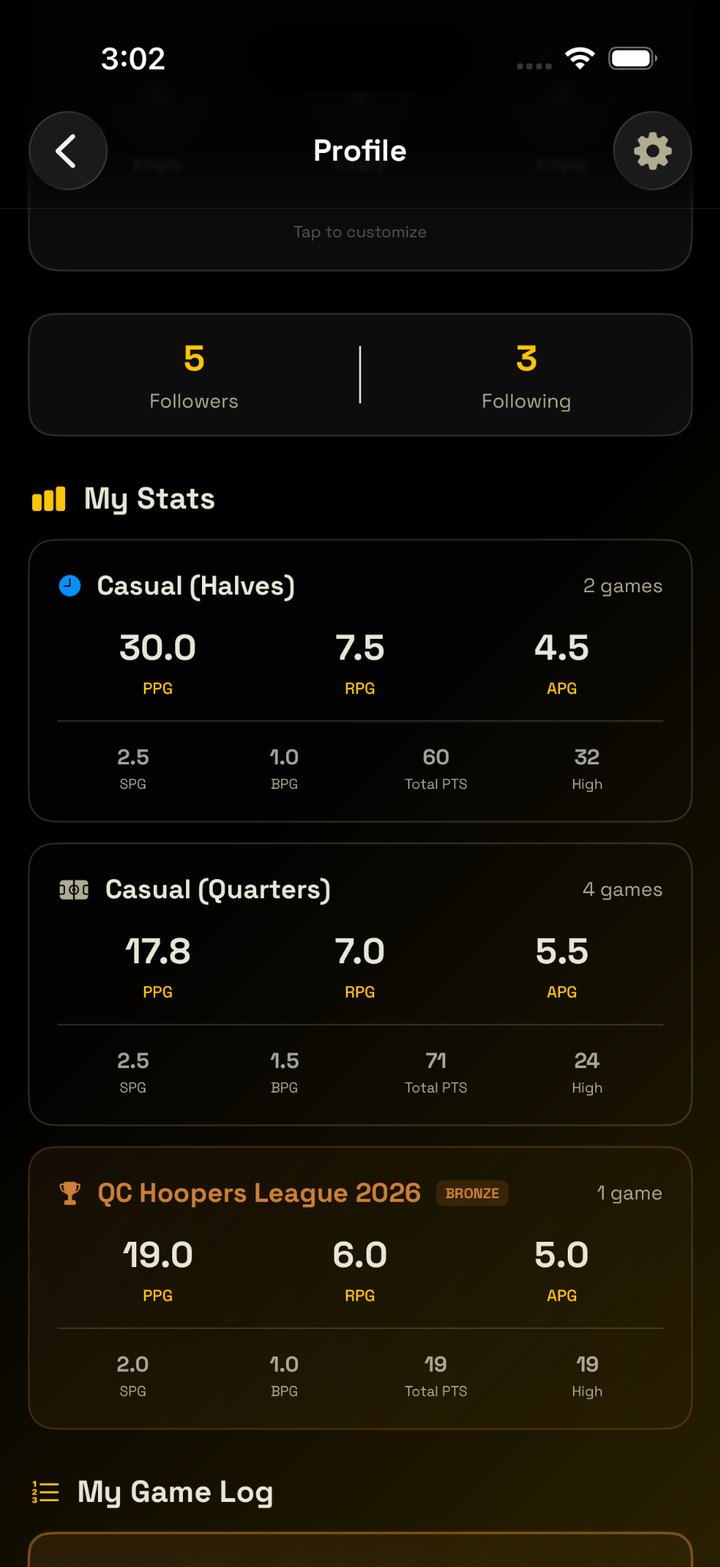 My Stats showing league stats separately with a bronze highlight