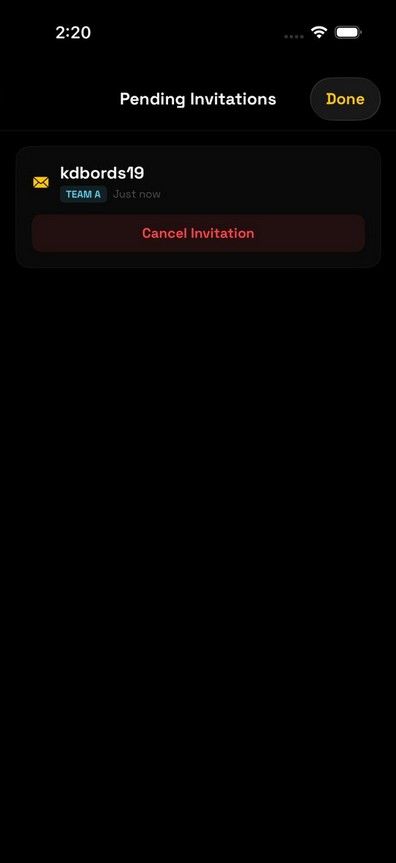 Pending player invitations