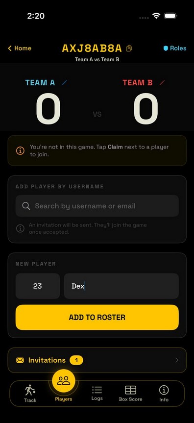 Quick add new player form