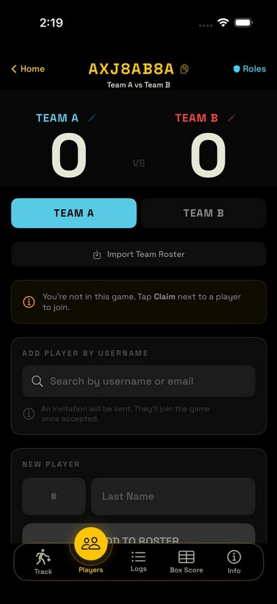 Players tab inside a game