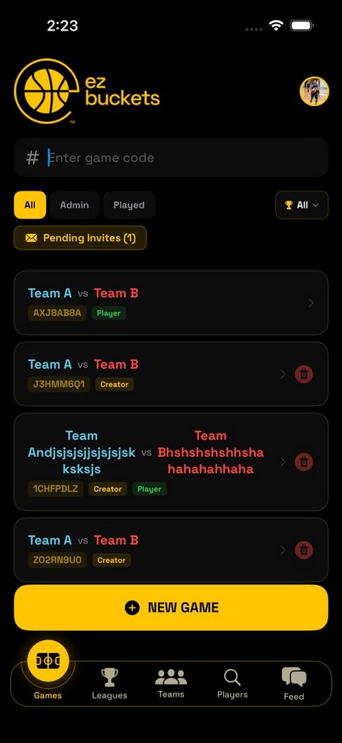 Invitation shown on the other user's account