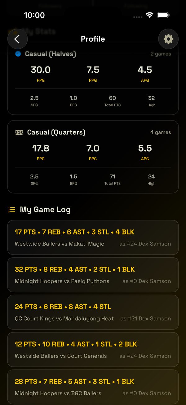 Profile tab scrolled to My Game Log with claimed games