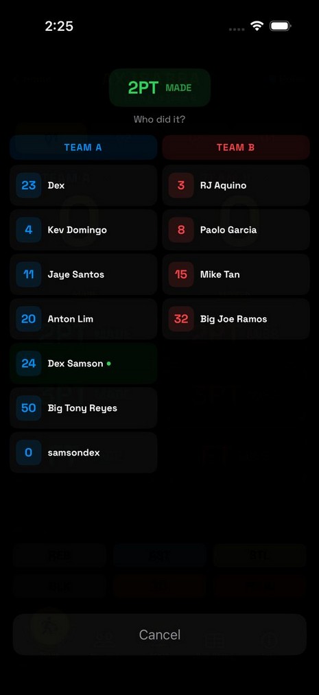 Selecting the player who performed the action